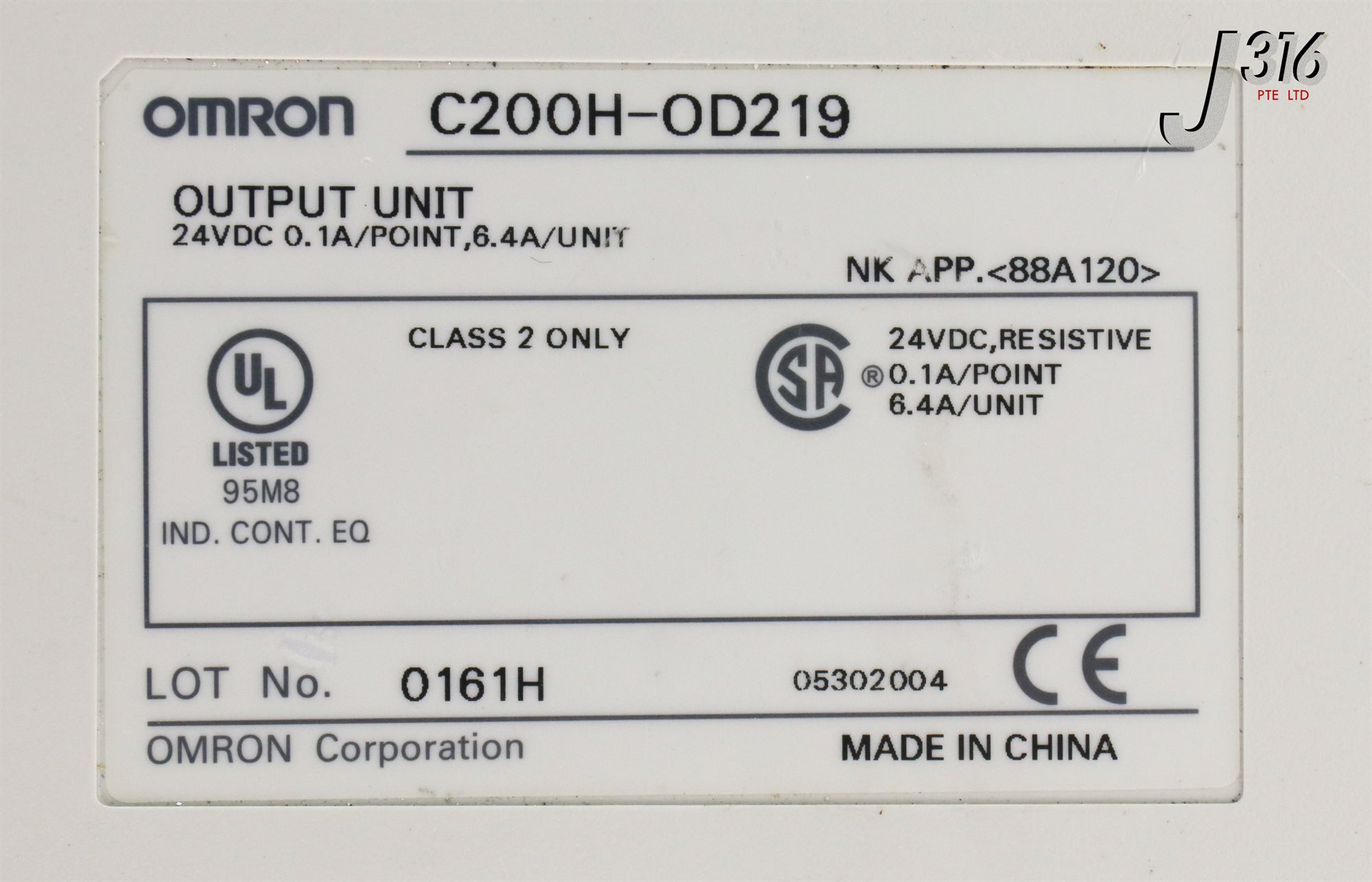 18513 OMRON ANALOG OUTPUT MODULE UNIT, 24VDC, 0.1A/POINT 6.4A/UNIT